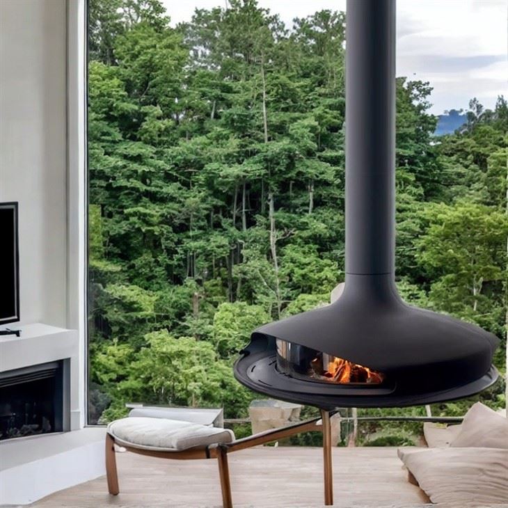 Black Color Indoor Freestanding Steel Fireplace
