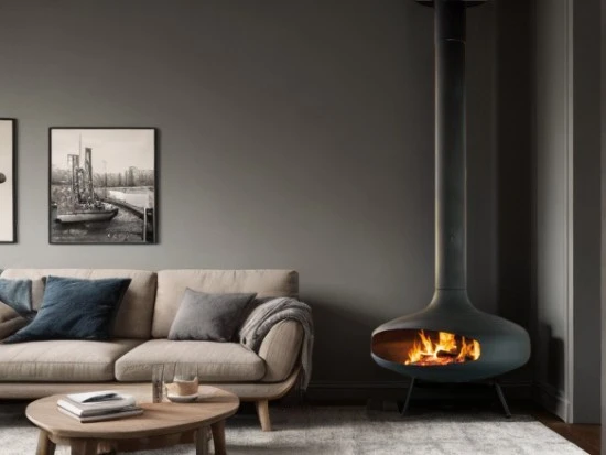 Hanging Fireplace Freestanding Steel Suspended Fireplace