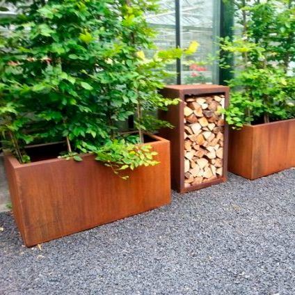 Outdoor Use Cylinder Metal Rust Planters